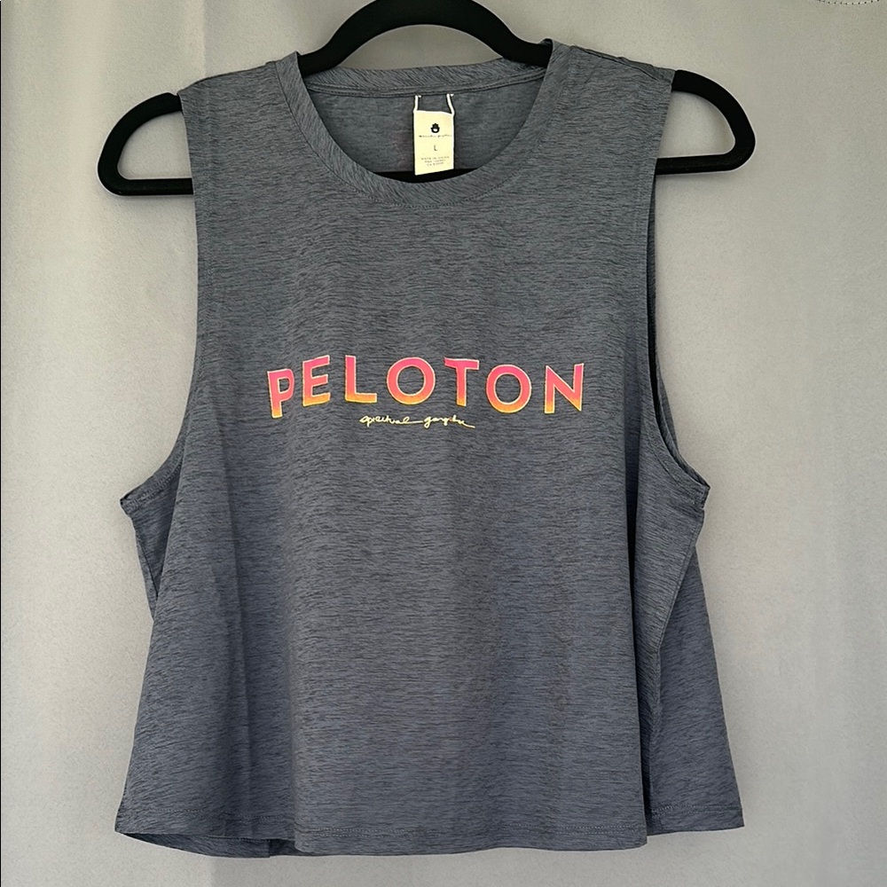 Spiritual Gangster Peloton Gray and Red Sleeveless Muscle Tee Relaxed Fit-Large